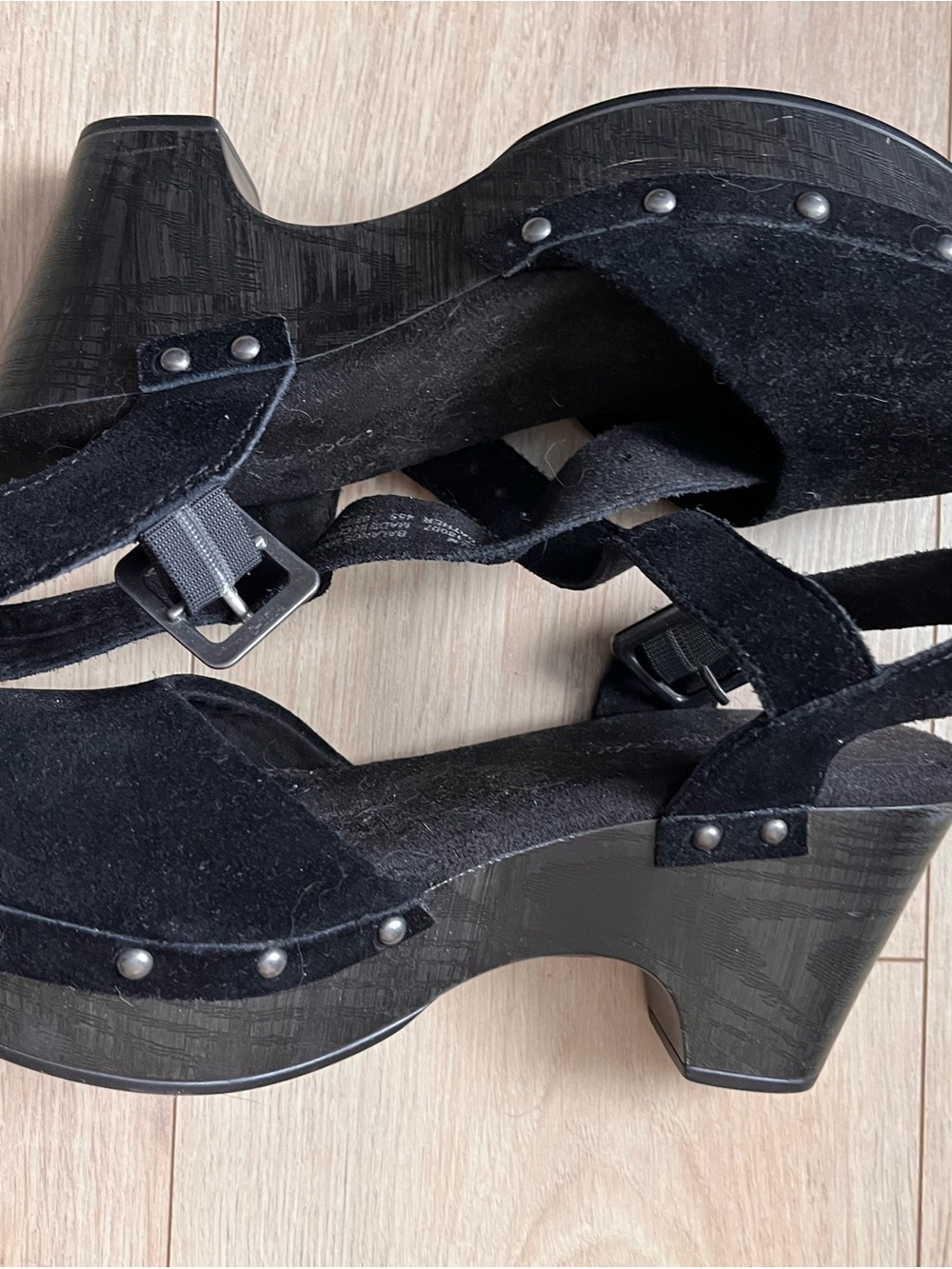 House of Harlow 1960 Cherub black suede platform clog sandals